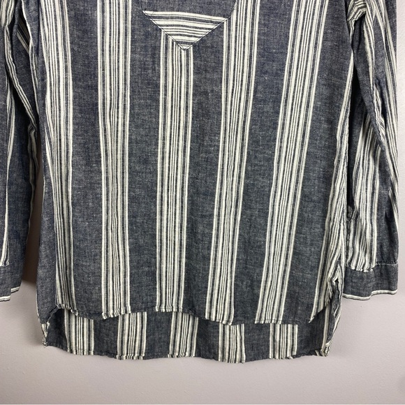 OLD Navy Chambray Striped Boho V Neck Linen Blend Top Medium - Picture 6 of 9